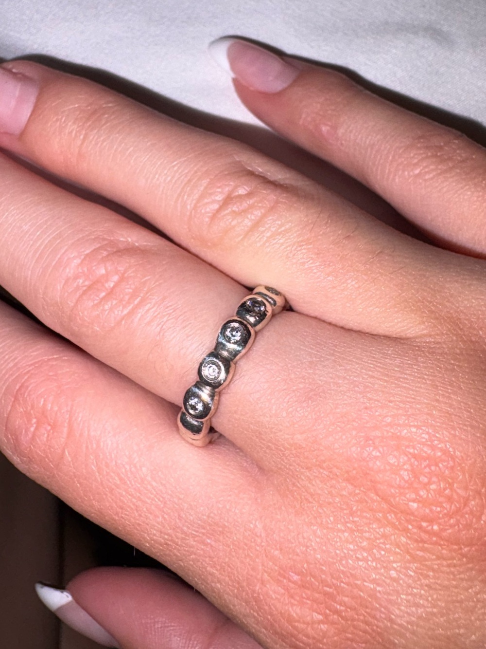 Pandora Sterling Silver Trio Rings with Black Accent - Picture 5 of 6